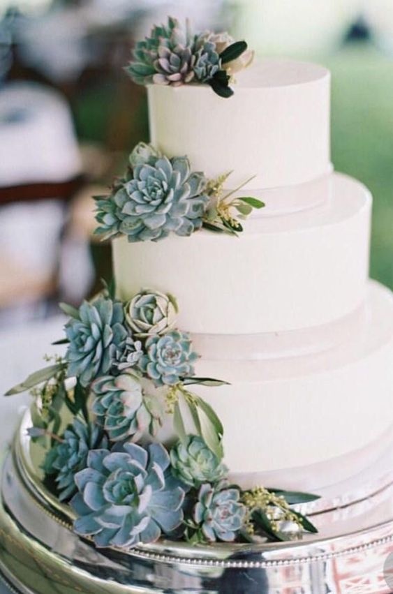 bolos de casamento com suculentas