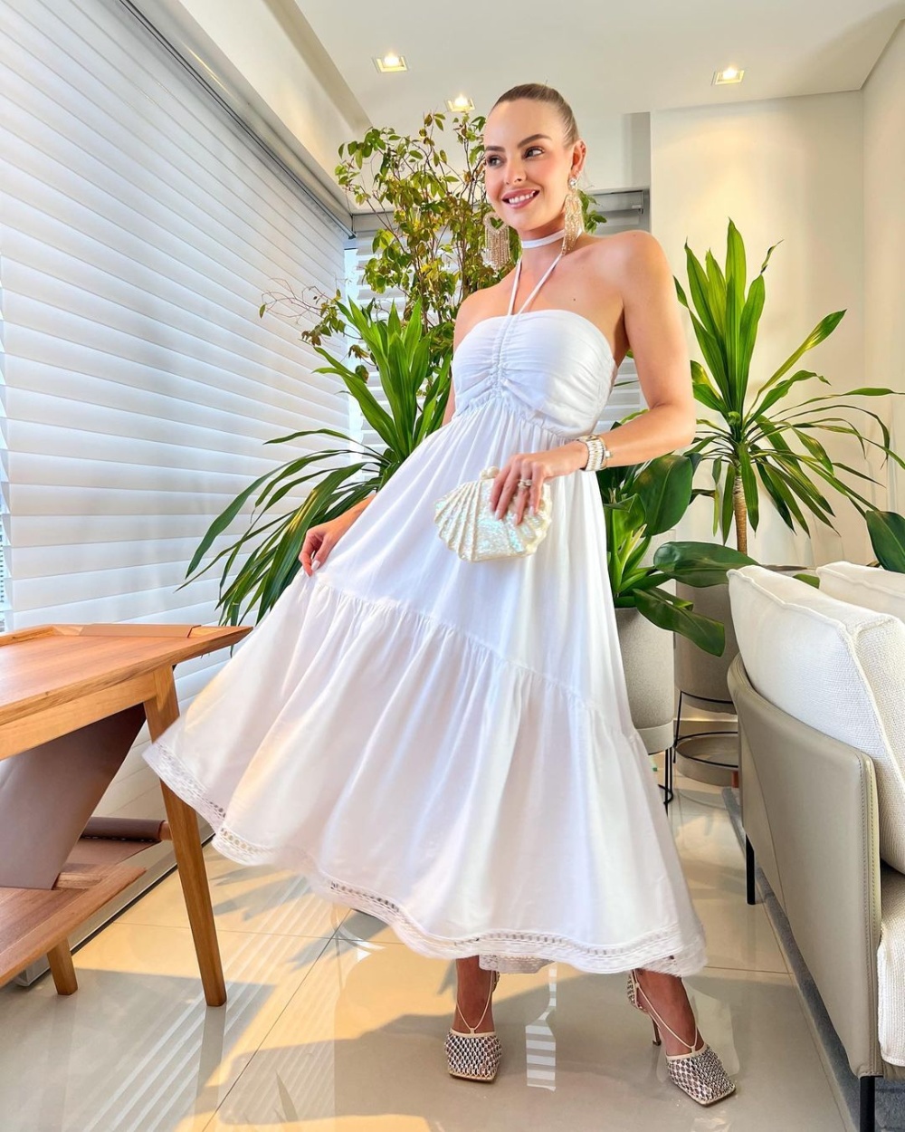vestido branco midi
